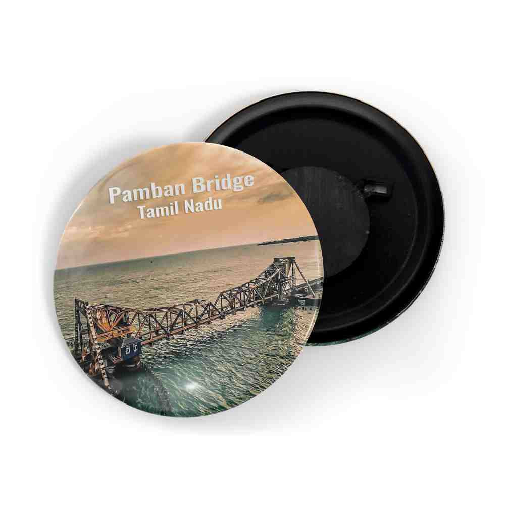 dhcrafts Fridge Magnet Multicolor Pamban Bridge Tamil nadu Tourist Place Glossy Finish Design Pack of 1 (58mm)
